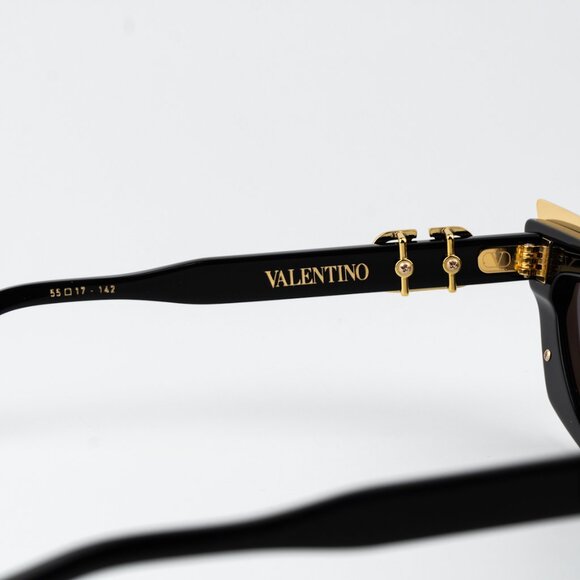 Valentino Women Sunglasses Black Gold Grey Cat Eye V-GOLDCUT - I VLS 113A 55 - Picture 7 of 15